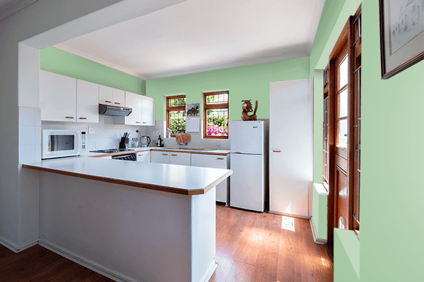Pretty Photo frame on Serene Green color kitchen interior wall color
