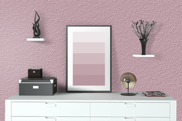 Pretty Photo frame on Pink Nectar color drawing room interior textured wall