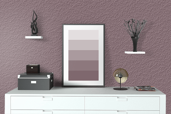 Pretty Photo frame on Grape Shake color drawing room interior textured wall