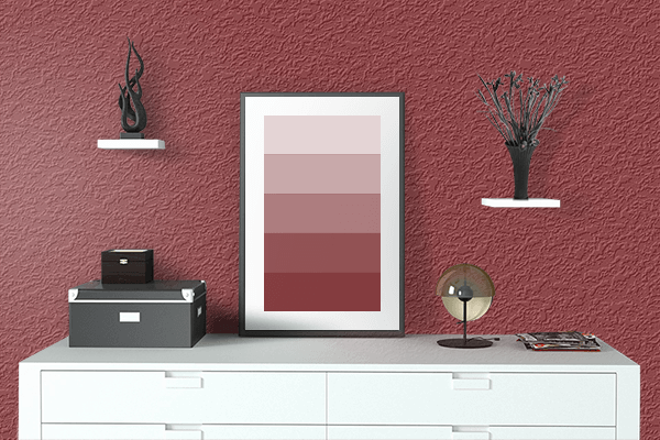 Pretty Photo frame on Light Carmine color drawing room interior textured wall