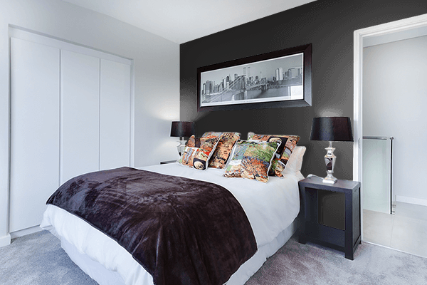 Pretty Photo frame on Shiny Black color Bedroom interior wall color