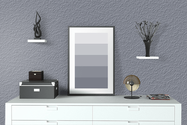 Pretty Photo frame on Pewter Metallic color drawing room interior textured wall