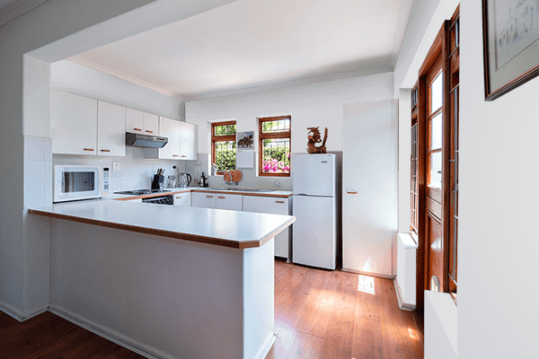 Pretty Photo frame on Brilliant Silver color kitchen interior wall color