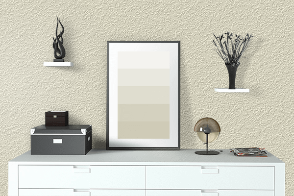 Pretty Photo frame on Moon color drawing room interior textured wall