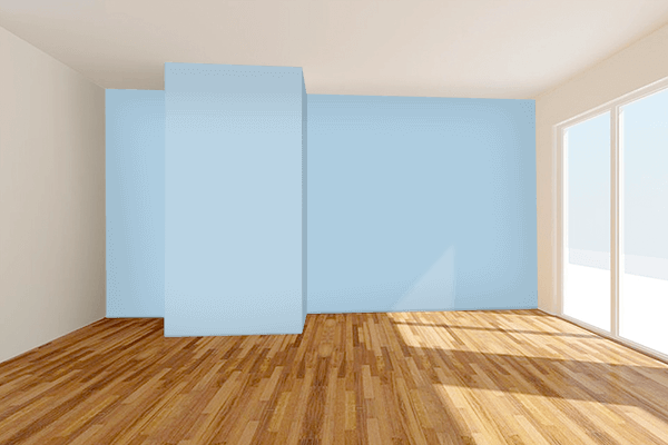 Pretty Photo frame on Himalaya Blue color Living room wal color