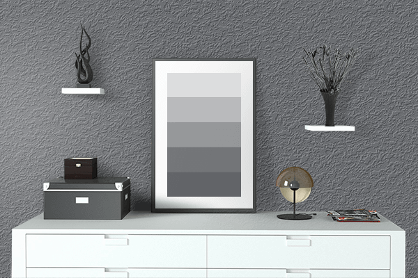 Pretty Photo frame on Comfort Graphite color drawing room interior textured wall