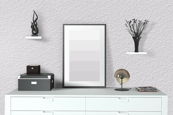 Pretty Photo frame on Heather White color drawing room interior textured wall