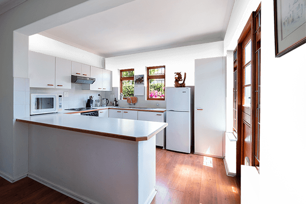 Pretty Photo frame on Perfect White color kitchen interior wall color