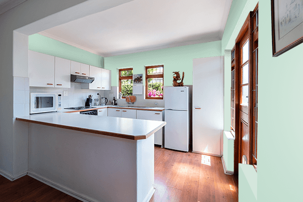 Pretty Photo frame on Dusty Aqua (Pantone) color kitchen interior wall color