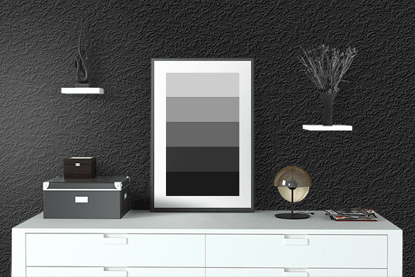 Pretty Photo frame on Perfect Black color drawing room interior textured wall