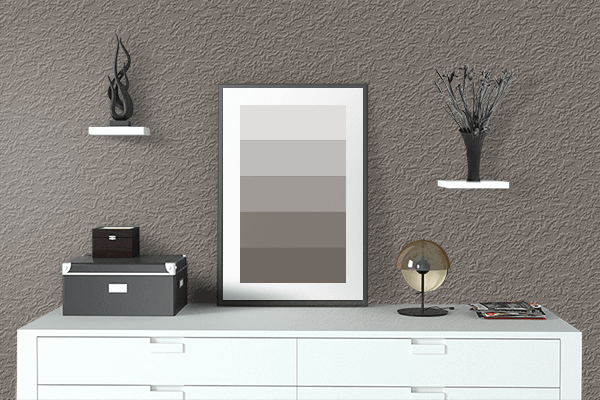 Pretty Photo frame on Taupe Haze color drawing room interior textured wall