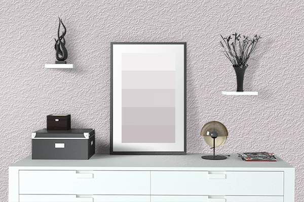 Pretty Photo frame on Rose White color drawing room interior textured wall