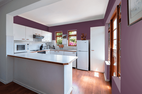 Pretty Photo frame on Prune Purple color kitchen interior wall color