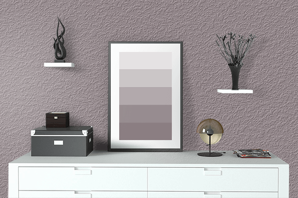 Pretty Photo frame on Purple Dove color drawing room interior textured wall