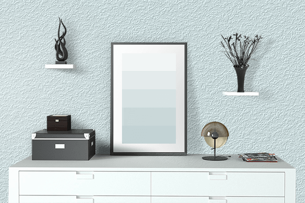 Pretty Photo frame on Aqua Hint color drawing room interior textured wall