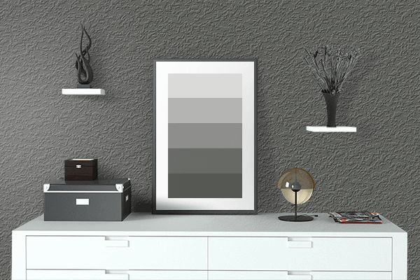 Pretty Photo frame on Military Grey color drawing room interior textured wall