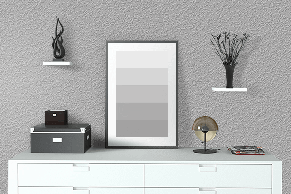 Pretty Photo frame on Comfort Gray color drawing room interior textured wall