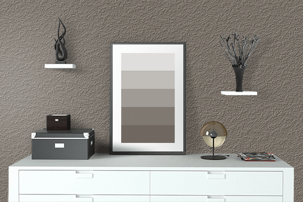 Pretty Photo frame on Beige Grey color drawing room interior textured wall