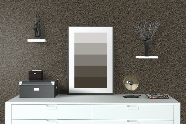 Pretty Photo frame on Vanilla Bean Brown color drawing room interior textured wall
