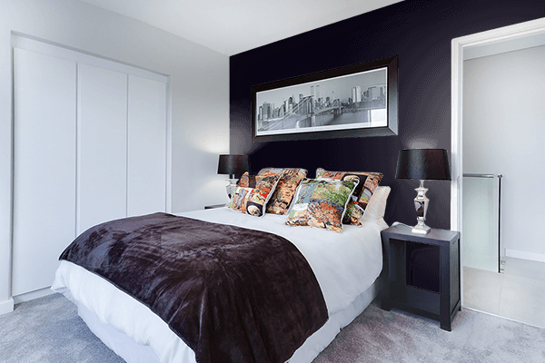 Pretty Photo frame on Mystic Black color Bedroom interior wall color