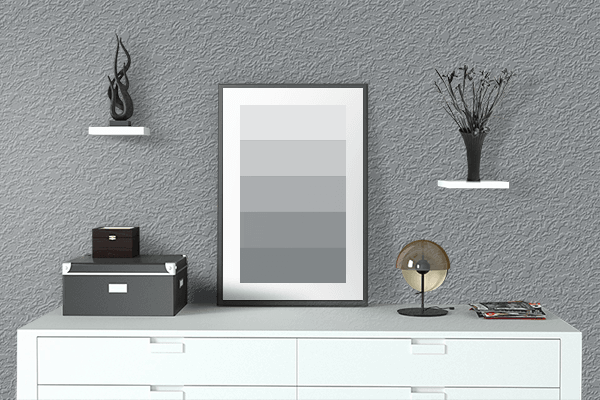 Pretty Photo frame on Lazy Gray color drawing room interior textured wall