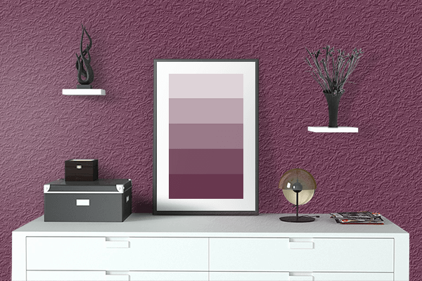 Pretty Photo frame on Purple Potion color drawing room interior textured wall