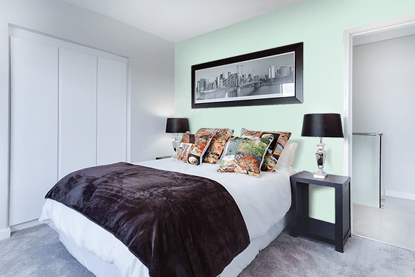 Pretty Photo frame on Aqua Glass color Bedroom interior wall color