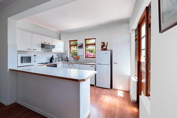 Pretty Photo frame on Shiny Gray color kitchen interior wall color
