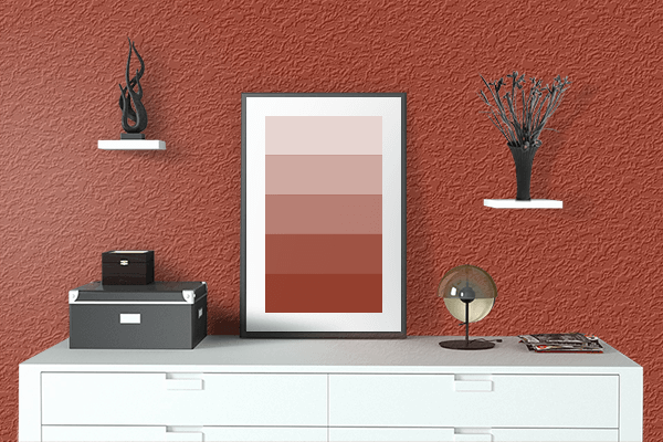 Pretty Photo frame on Copper Red (RAL Design) color drawing room interior textured wall