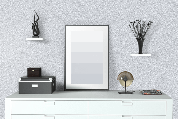 Pretty Photo frame on Shiny White color drawing room interior textured wall