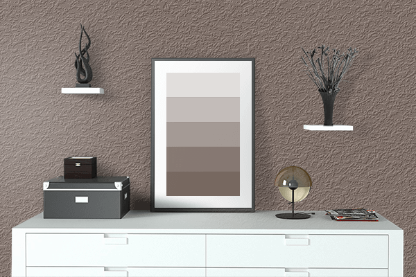 Pretty Photo frame on Brown Lentil color drawing room interior textured wall