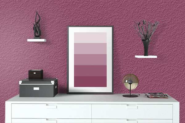 Pretty Photo frame on Aurora Magenta color drawing room interior textured wall