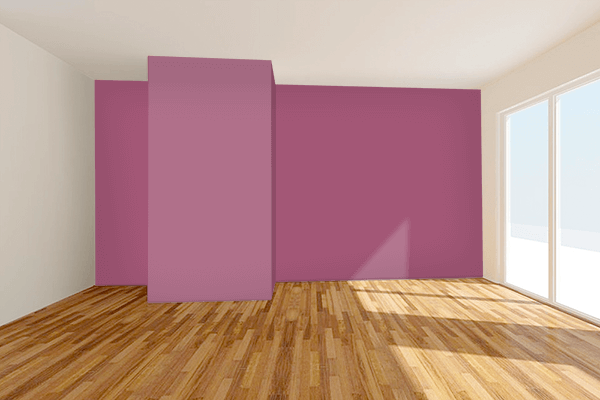 Pretty Photo frame on Red Violet color Living room wal color
