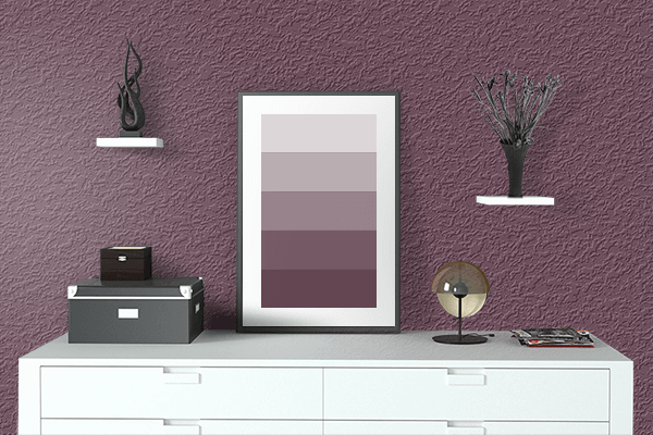 Pretty Photo frame on Crushed Violets color drawing room interior textured wall