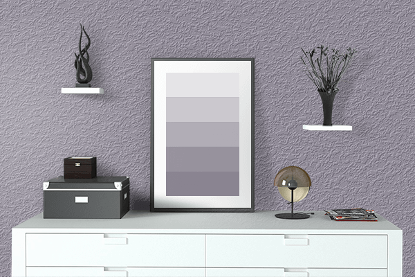 Pretty Photo frame on Lavender Gray (Pantone) color drawing room interior textured wall
