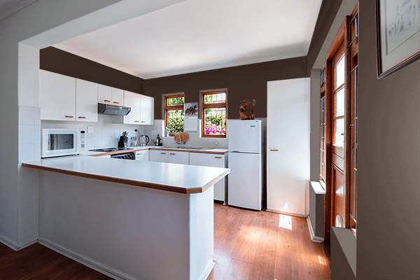 Pretty Photo frame on Granite Brown color kitchen interior wall color