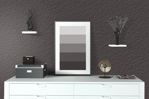 Pretty Photo frame on Deep Brown (RAL Design) color drawing room interior textured wall