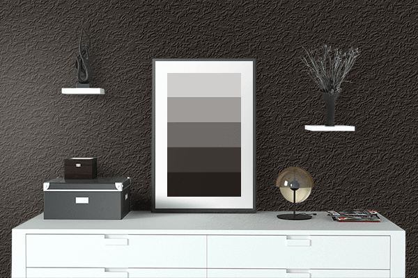 Pretty Photo frame on Satin Black color drawing room interior textured wall