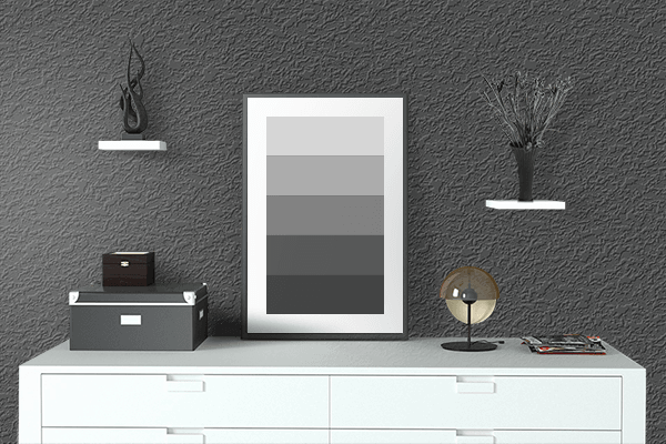 Pretty Photo frame on Pirate Black color drawing room interior textured wall