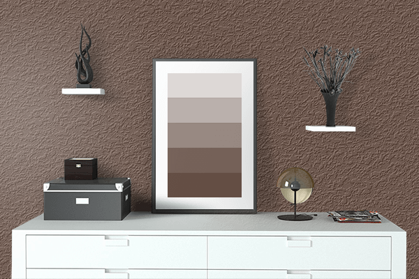 Pretty Photo frame on Chocolate Pudding color drawing room interior textured wall