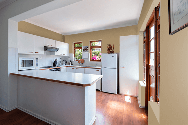 Pretty Photo frame on Windsor Oak color kitchen interior wall color