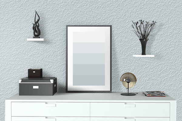Pretty Photo frame on Icy Peak color drawing room interior textured wall