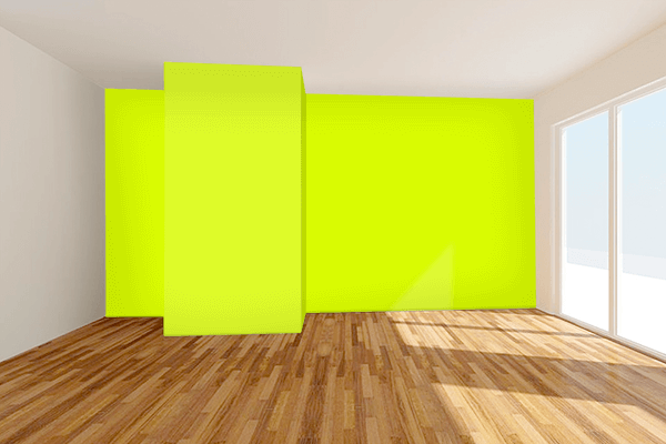 Pretty Photo frame on Bright Yellowish-Green color Living room wal color