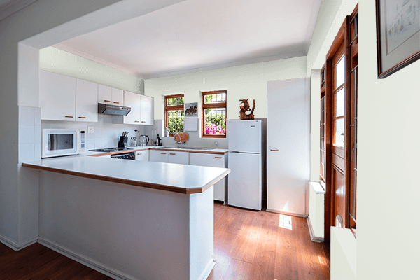 Pretty Photo frame on Poplar White color kitchen interior wall color