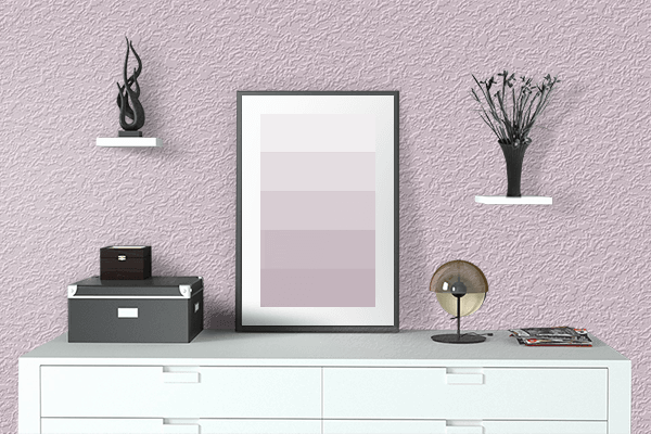 Pretty Photo frame on Light Flamingo Pink color drawing room interior textured wall
