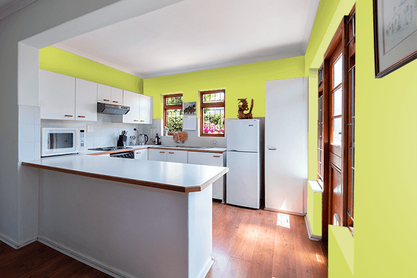 Pretty Photo frame on Limeade color kitchen interior wall color