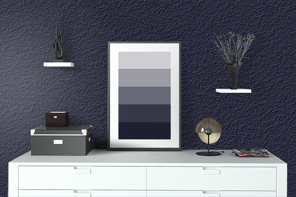 Pretty Photo frame on Blue-Black color drawing room interior textured wall