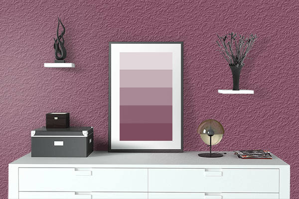 Pretty Photo frame on Redcurrant color drawing room interior textured wall