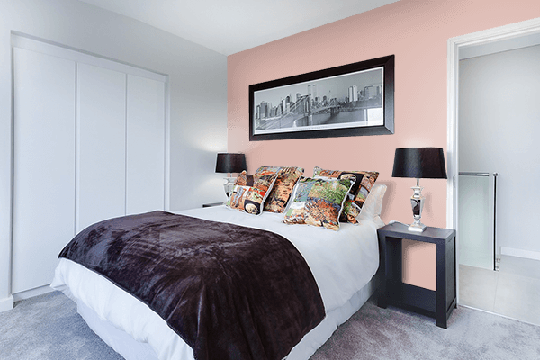 Pretty Photo frame on Medium Flesh color Bedroom interior wall color