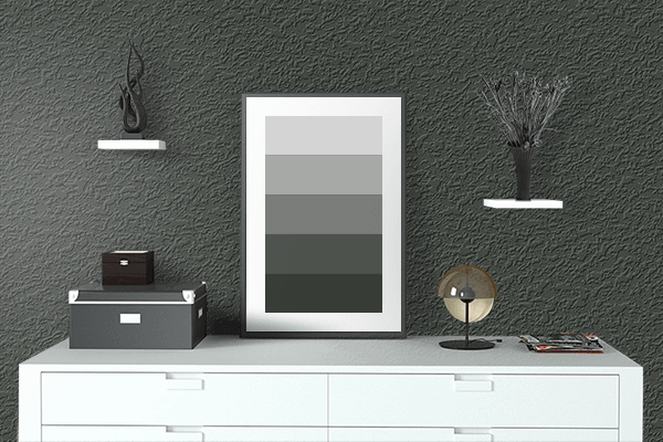 Pretty Photo frame on Melanite Black Green color drawing room interior textured wall